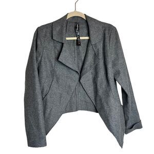 Anna Brown Studio Grey Wool Raw Edge Blazer Jacket Sz. S